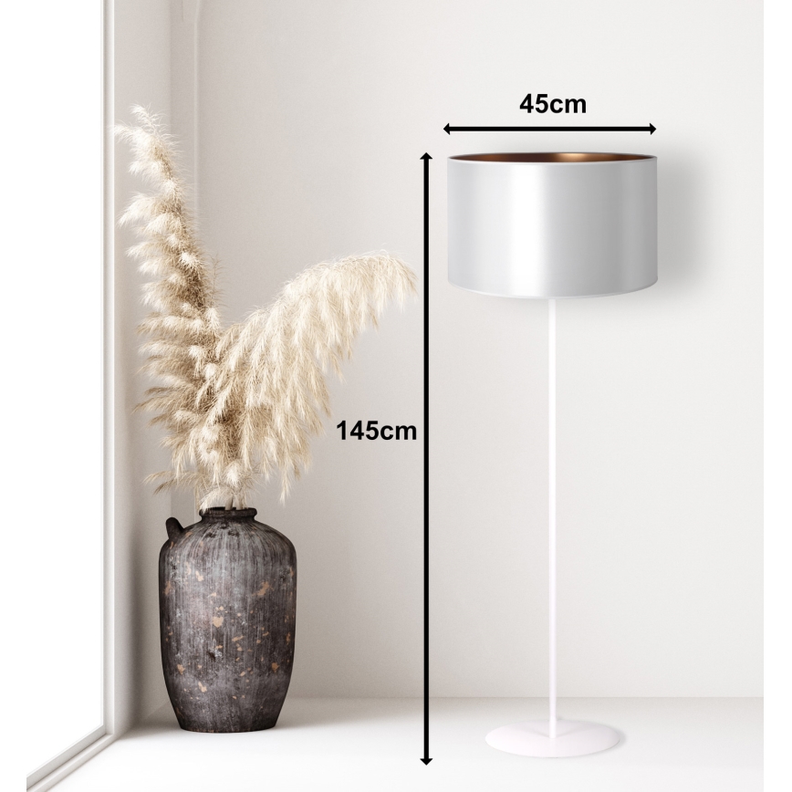 Duolla - Lámpara de pie CANNES 1xE27/15W/230V diá. 45 cm plata/cobre/blanco