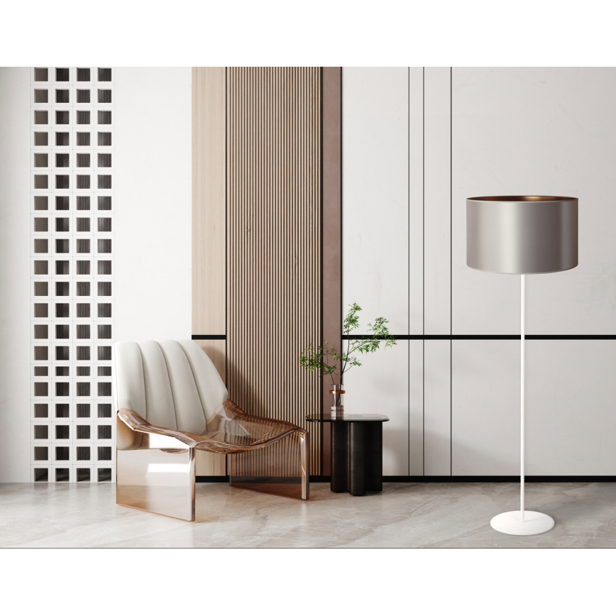 Duolla - Lámpara de pie CANNES 1xE27/15W/230V diá. 45 cm plata/cobre/blanco