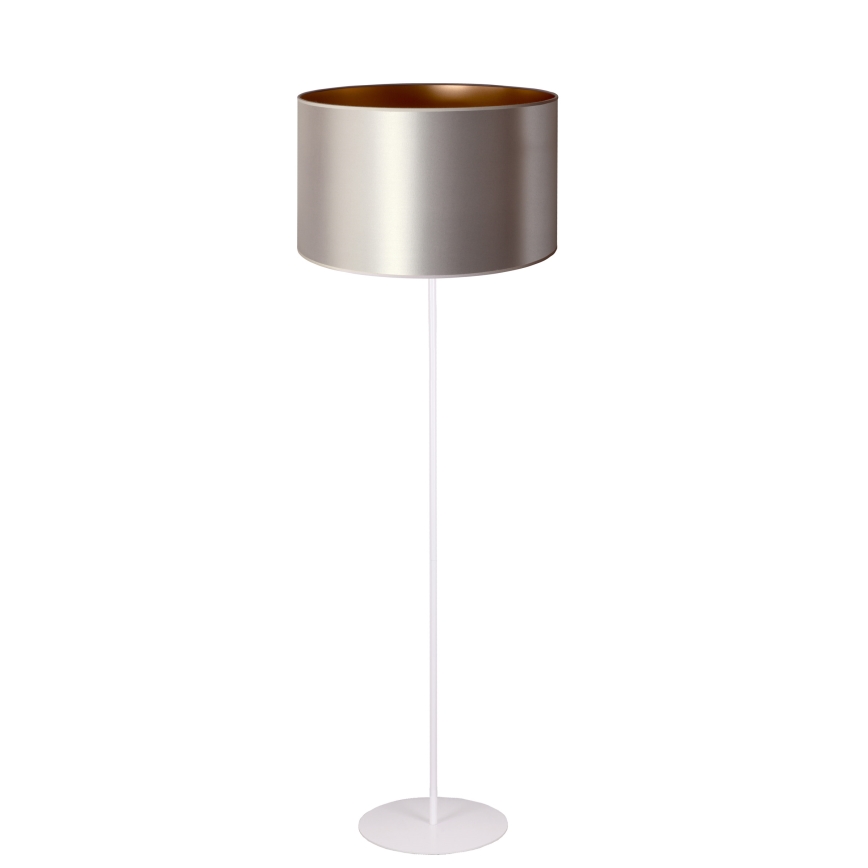 Duolla - Lámpara de pie CANNES 1xE27/15W/230V diá. 45 cm plata/cobre/blanco