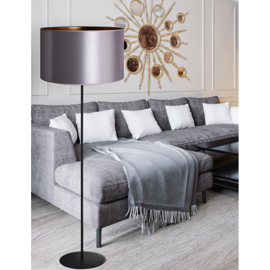 Duolla - Lámpara de pie CANNES 1xE27/15W/230V diá. 45 cm plata/cobre/negro