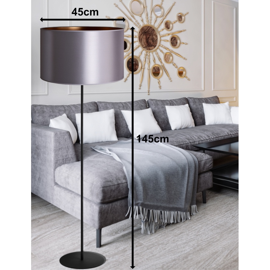 Duolla - Lámpara de pie CANNES 1xE27/15W/230V diá. 45 cm plata/cobre/negro