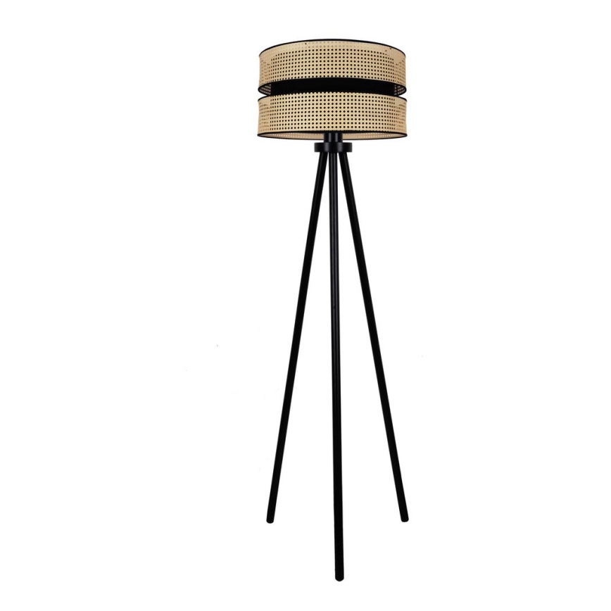 Duolla - Lámpara de pie DUO 1xE27/15W/230V diá. 40 cm ratán/negro