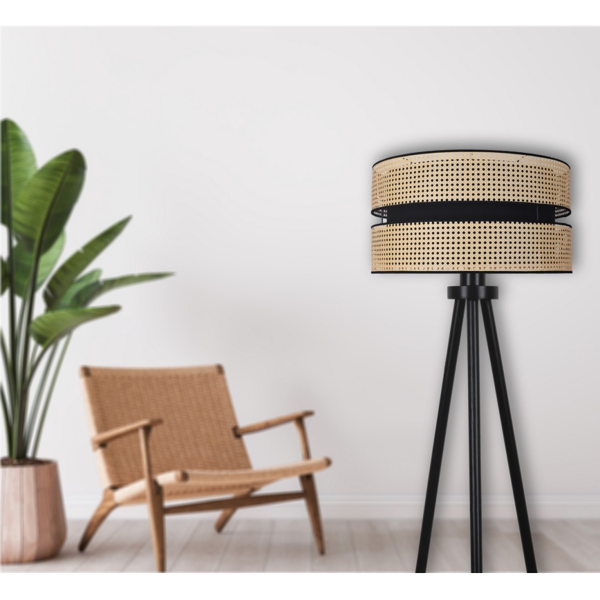 Duolla - Lámpara de pie DUO 1xE27/15W/230V diá. 40 cm ratán/negro