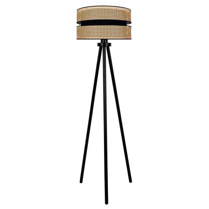 Duolla - Lámpara de pie DUO 1xE27/15W/230V diá. 40 cm ratán/negro