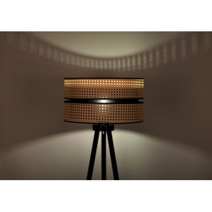 Duolla - Lámpara de pie DUO 1xE27/15W/230V diá. 40 cm ratán/negro