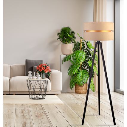 Duolla - Lámpara de pie DUO 1xE27/60W/230V diá. 44 cm beige/wenge