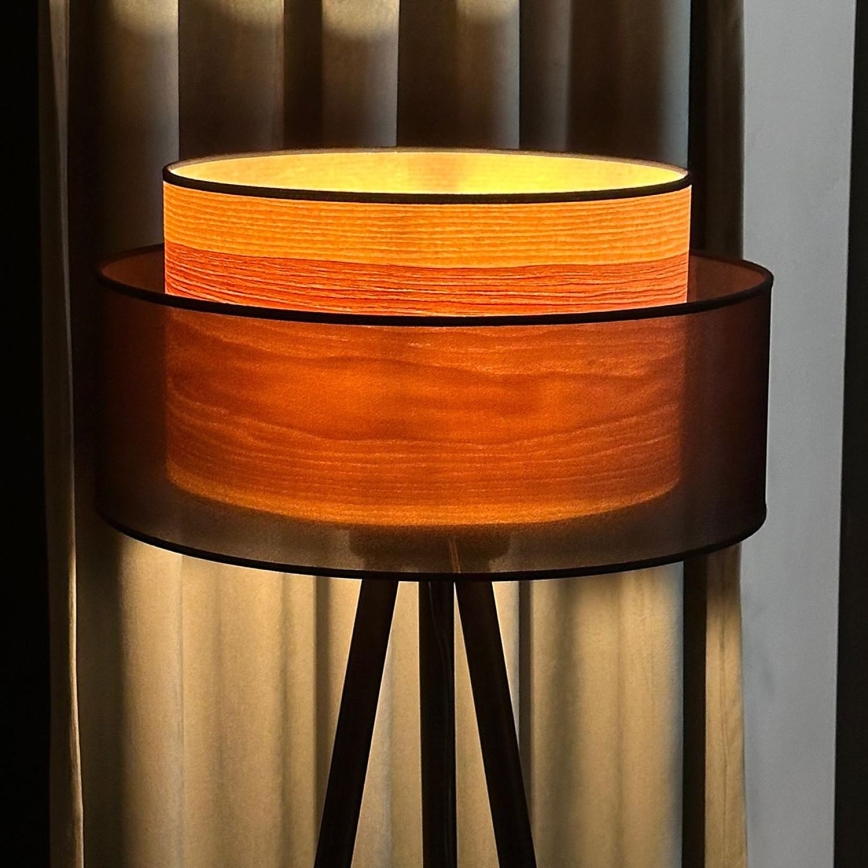 Duolla - Lámpara de pie WOOD BOHO 1xE27/15W/230V diá. 45 cm negro/beige