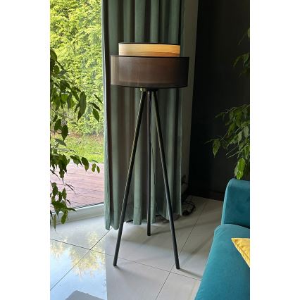 Duolla - Lámpara de pie WOOD BOHO 1xE27/15W/230V diá. 45 cm negro/beige