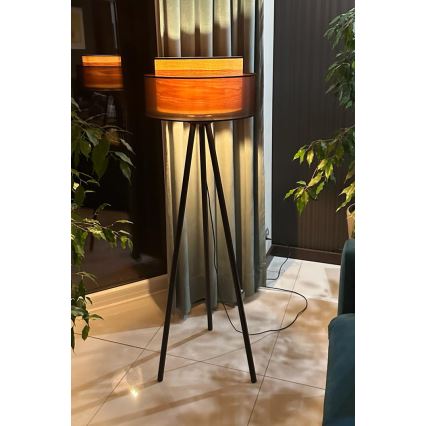Duolla - Lámpara de pie WOOD BOHO 1xE27/15W/230V diá. 45 cm negro/beige