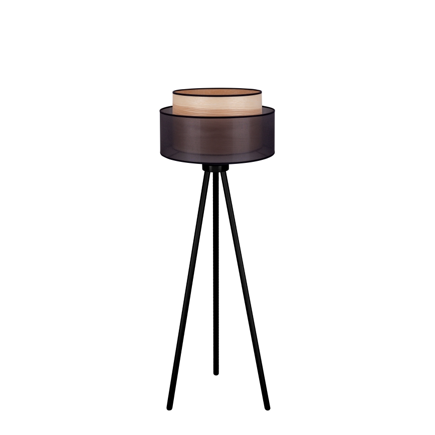 Duolla - Lámpara de pie WOOD BOHO 1xE27/15W/230V diá. 45 cm negro/beige