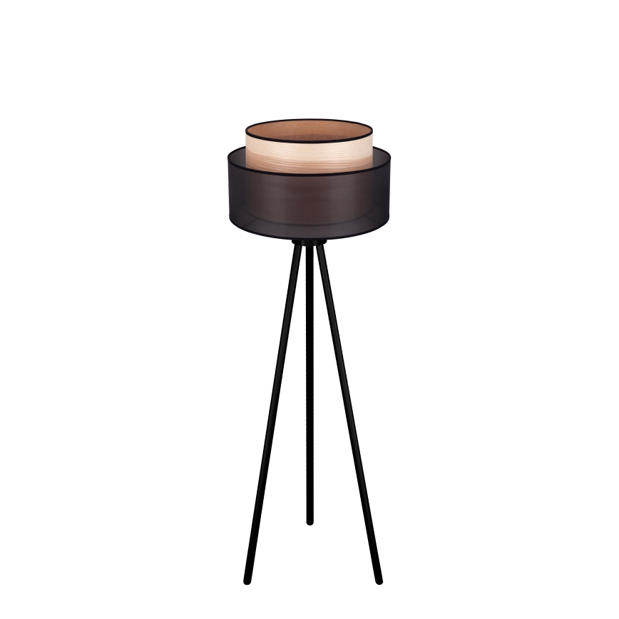 Duolla - Lámpara de pie WOOD BOHO 1xE27/15W/230V diá. 45 cm negro/beige