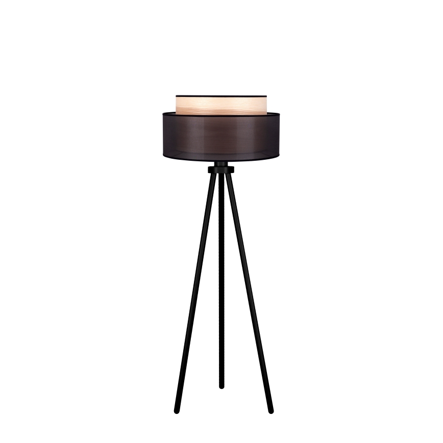 Duolla - Lámpara de pie WOOD BOHO 1xE27/15W/230V diá. 45 cm negro/beige