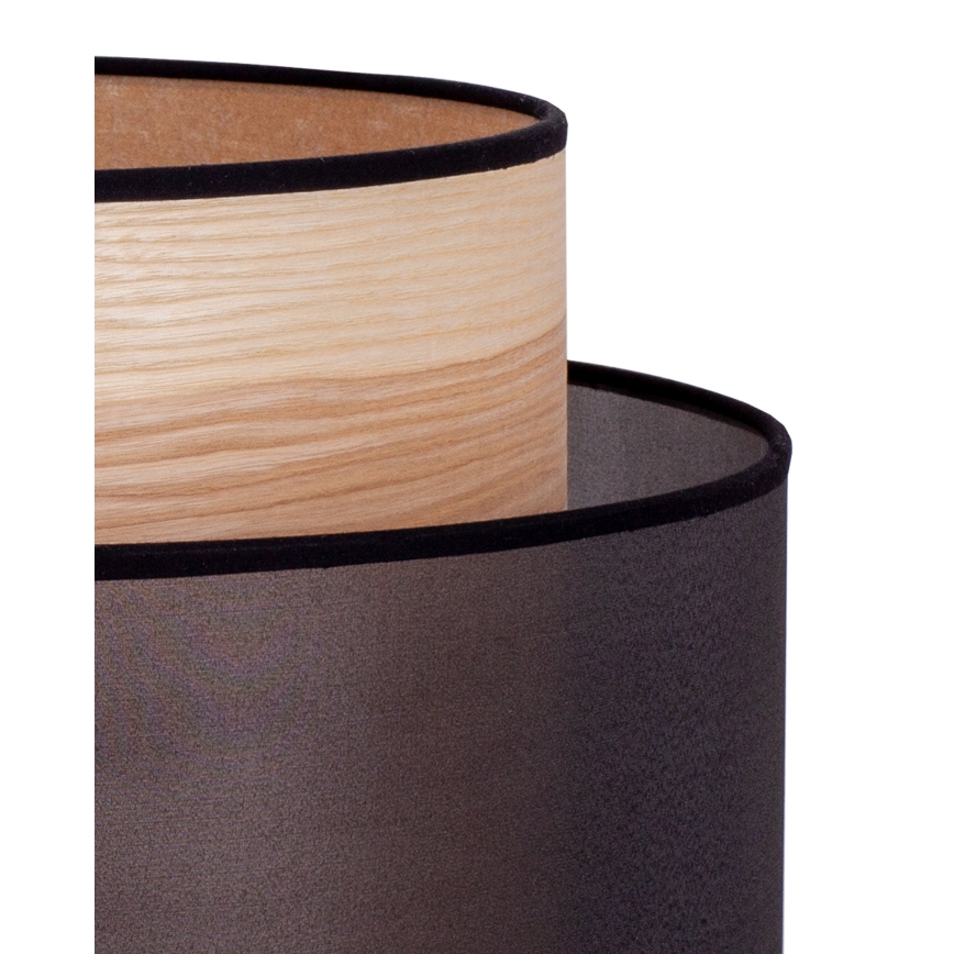 Duolla - Lámpara de pie WOOD BOHO 1xE27/15W/230V diá. 45 cm negro/beige