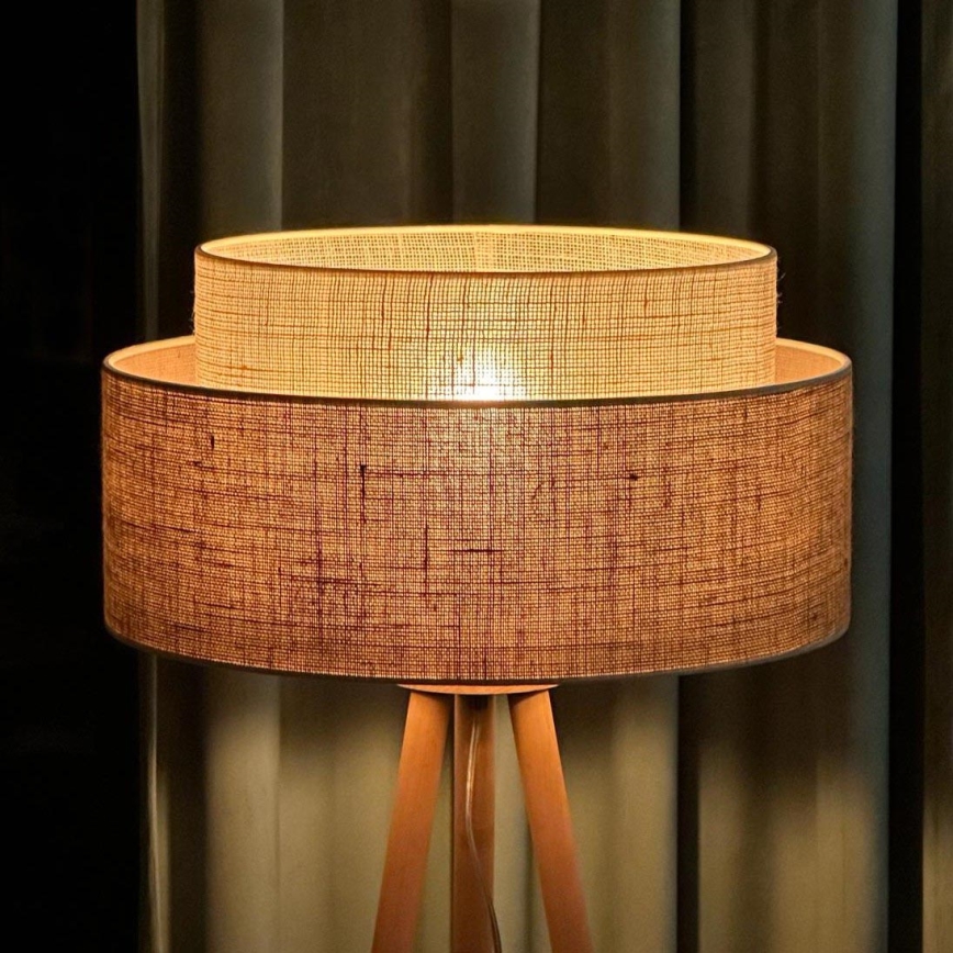Duolla - Lámpara de pie YUTE BOHO 1xE27/15W/230V diá. 45 cm marrón/color crema
