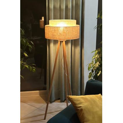 Duolla - Lámpara de pie YUTE BOHO 1xE27/15W/230V diá. 45 cm marrón/color crema
