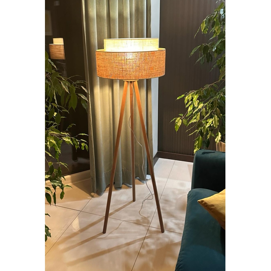 Duolla - Lámpara de pie YUTE BOHO 1xE27/15W/230V diá. 45 cm marrón/color crema