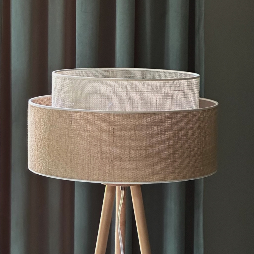 Duolla - Lámpara de pie YUTE BOHO 1xE27/15W/230V diá. 45 cm marrón/color crema