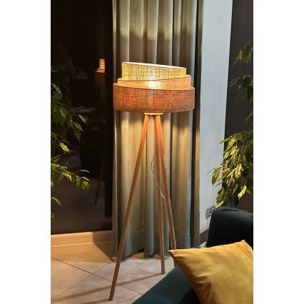 Duolla - Lámpara de pie YUTE TRIO 1xE27/15W/230V diá. 45 cm marrón/gris/beige