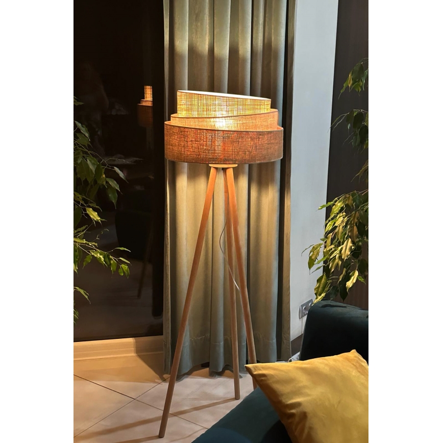 Duolla - Lámpara de pie YUTE TRIO 1xE27/15W/230V diá. 45 cm marrón/gris/beige
