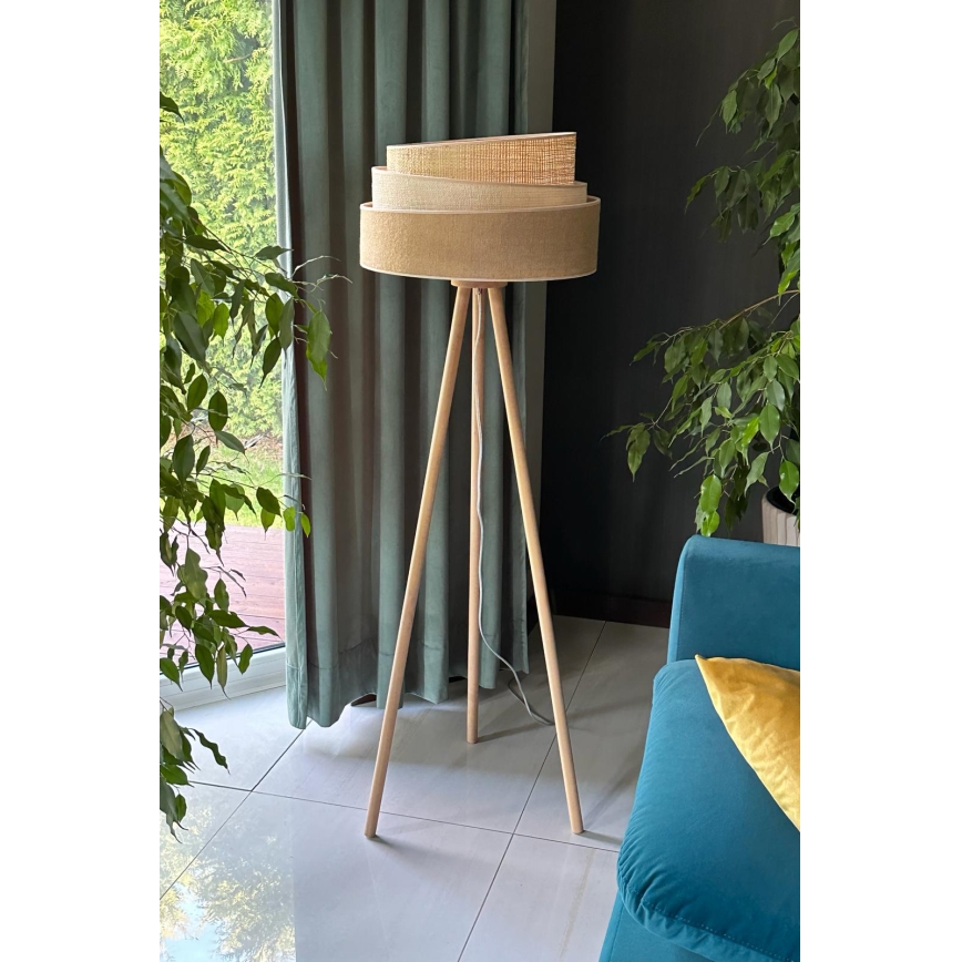 Duolla - Lámpara de pie YUTE TRIO 1xE27/15W/230V diá. 45 cm marrón/gris/beige