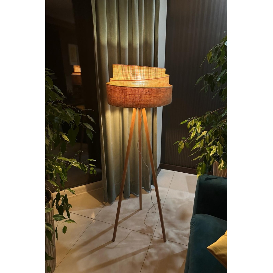 Duolla - Lámpara de pie YUTE TRIO 1xE27/15W/230V diá. 45 cm marrón/gris/beige