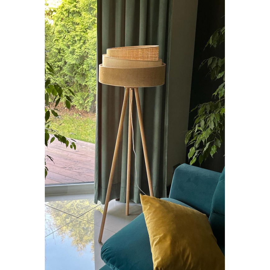 Duolla - Lámpara de pie YUTE TRIO 1xE27/15W/230V diá. 45 cm marrón/gris/beige