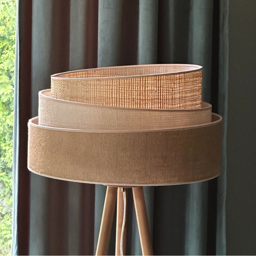 Duolla - Lámpara de pie YUTE TRIO 1xE27/15W/230V diá. 45 cm marrón/gris/beige