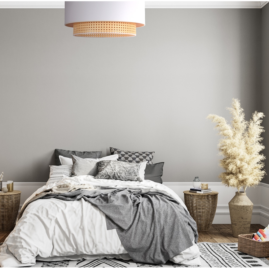 Duolla - Lámpara de techo BOHO 3xE27/15W/230V Ø 60 cm crema/rattán