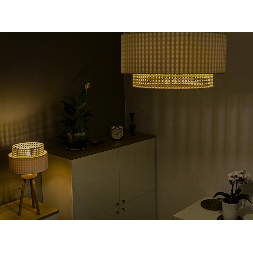 Duolla - Lámpara de techo BOHO 3xE27/15W/230V Ø 60 cm crema/rattán