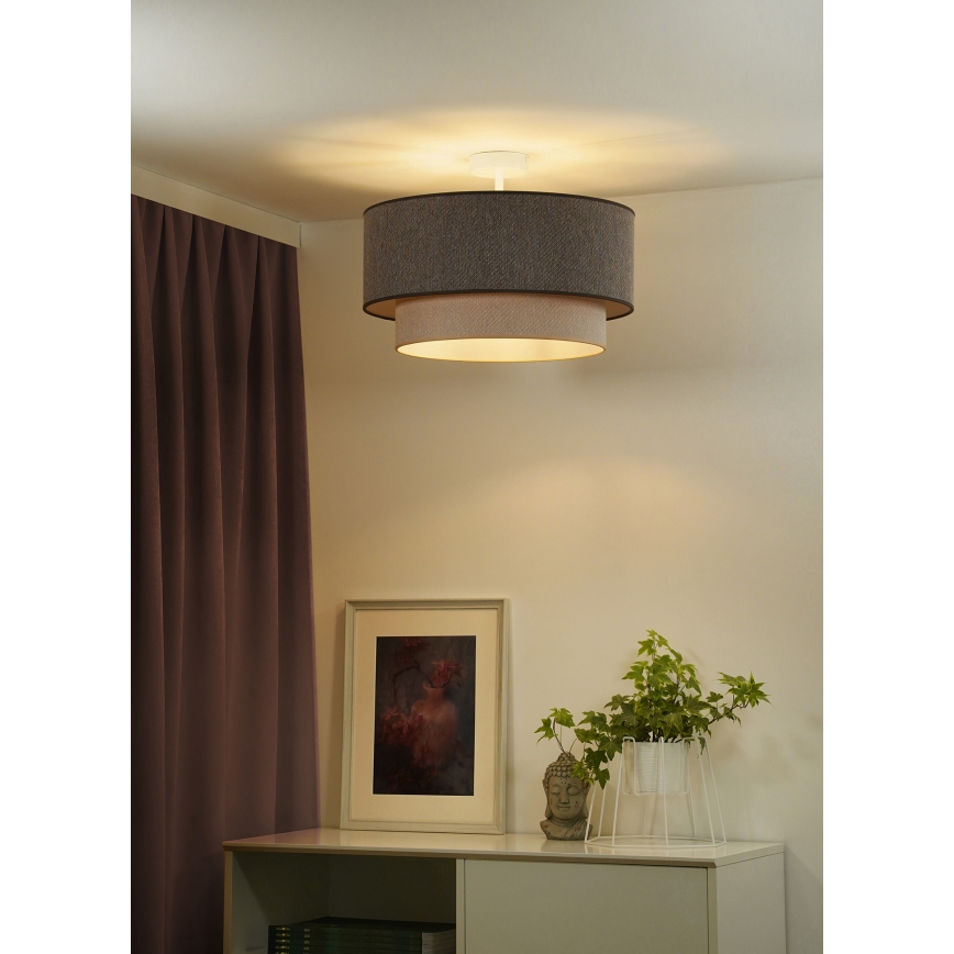 Duolla - Lámpara de techo BOHO ECO RECYCLING 1xE27/15W/230V diá. 45 cm marrón/color crema
