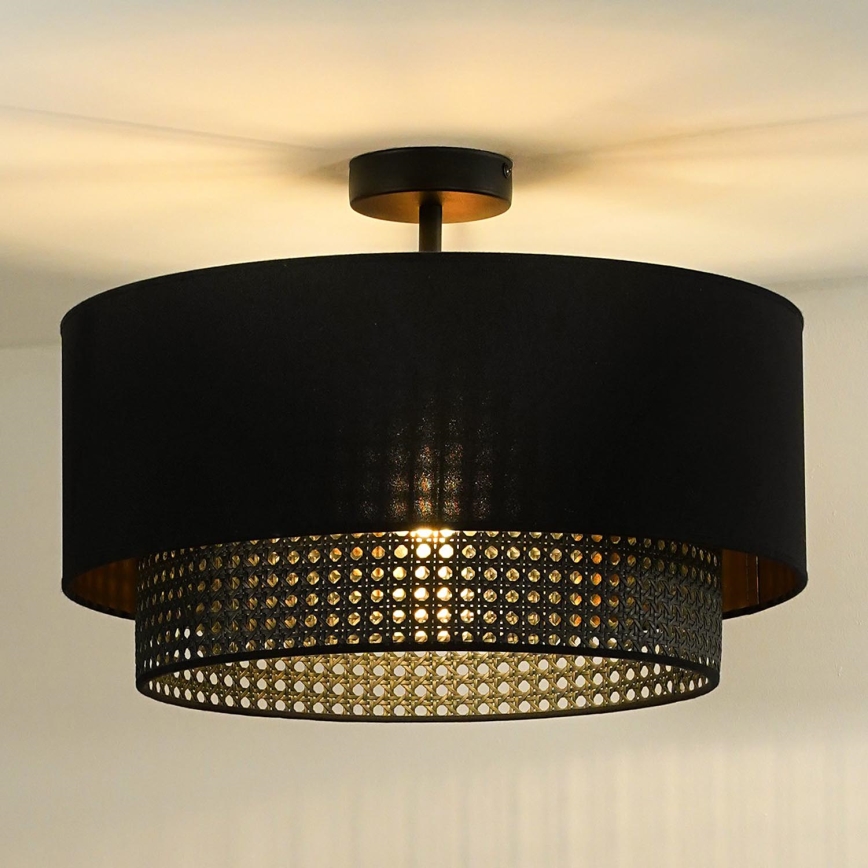 Duolla - Lámpara de techo BOHO RATTAN 1xE27/15W/230V diá. 45 cm negro