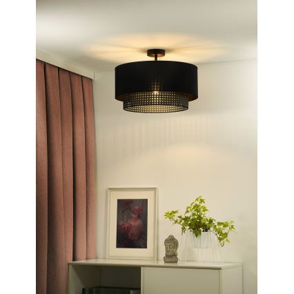 Duolla - Lámpara de techo BOHO RATTAN 1xE27/15W/230V diá. 45 cm negro