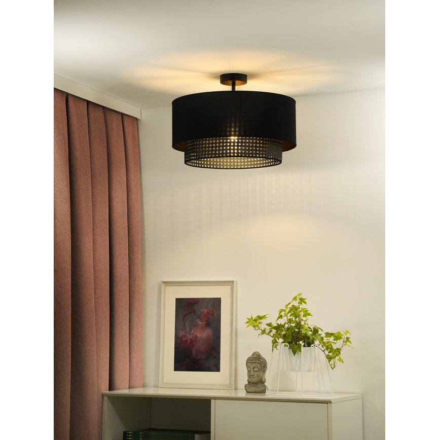 Duolla - Lámpara de techo BOHO RATTAN 1xE27/15W/230V diá. 45 cm negro