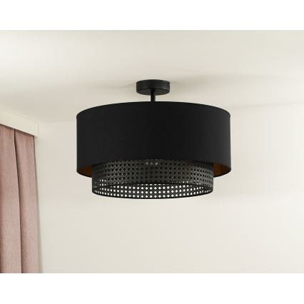 Duolla - Lámpara de techo BOHO RATTAN 1xE27/15W/230V diá. 45 cm negro