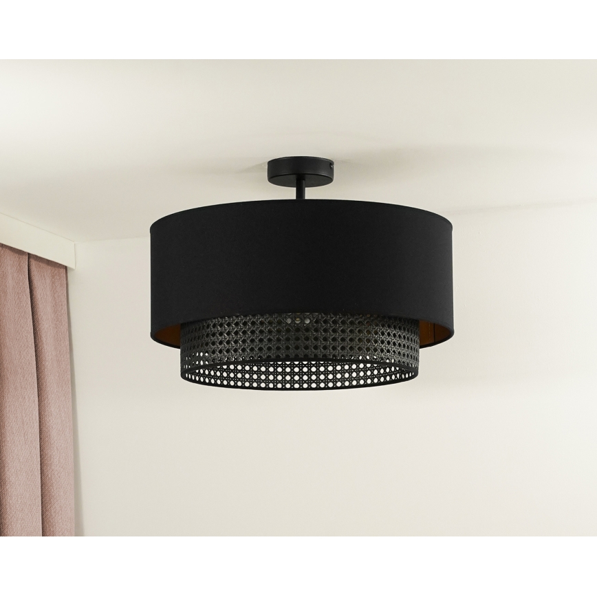 Duolla - Lámpara de techo BOHO RATTAN 1xE27/15W/230V diá. 45 cm negro