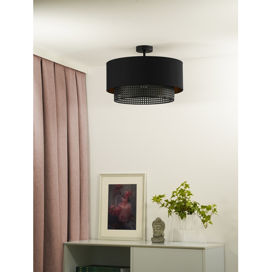Duolla - Lámpara de techo BOHO RATTAN 1xE27/15W/230V diá. 45 cm negro