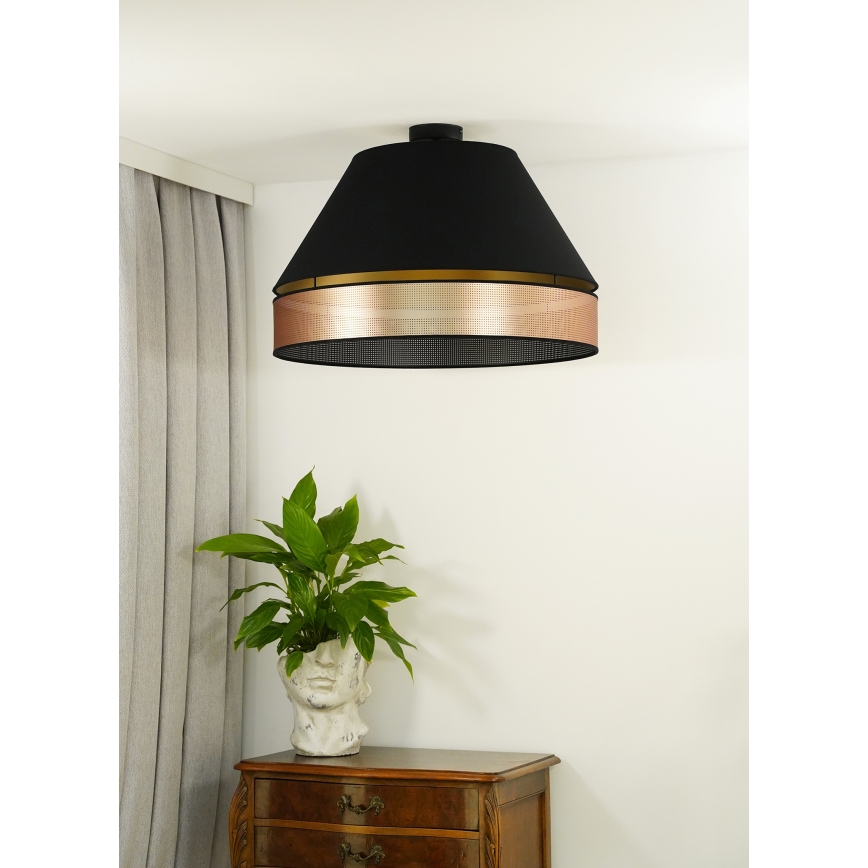 Duolla - Lámpara de techo COPPER SHINY 1xE27/15W/230V diá. 60 cm negro/cobre