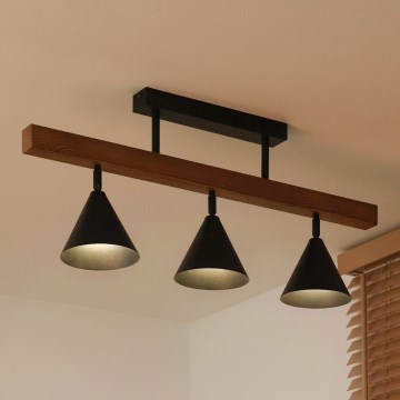 Duolla - Lámpara de techo de superficie IRONLINE 3xG9/3W/230V pino roble/negro