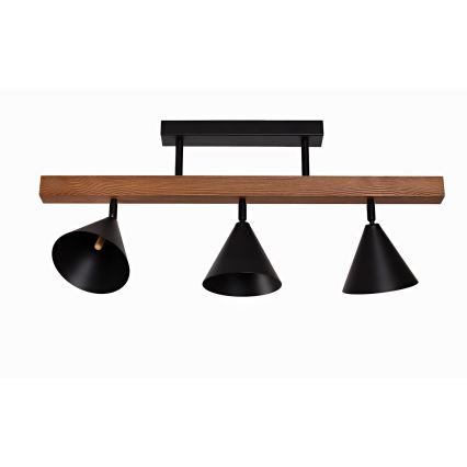 Duolla - Lámpara de techo de superficie IRONLINE 3xG9/3W/230V pino roble/negro