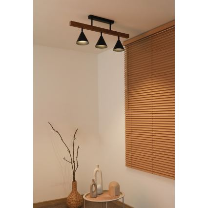 Duolla - Lámpara de techo de superficie IRONLINE 3xG9/3W/230V pino roble/negro
