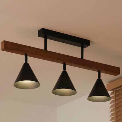 Duolla - Lámpara de techo de superficie IRONLINE 3xG9/3W/230V pino roble/negro