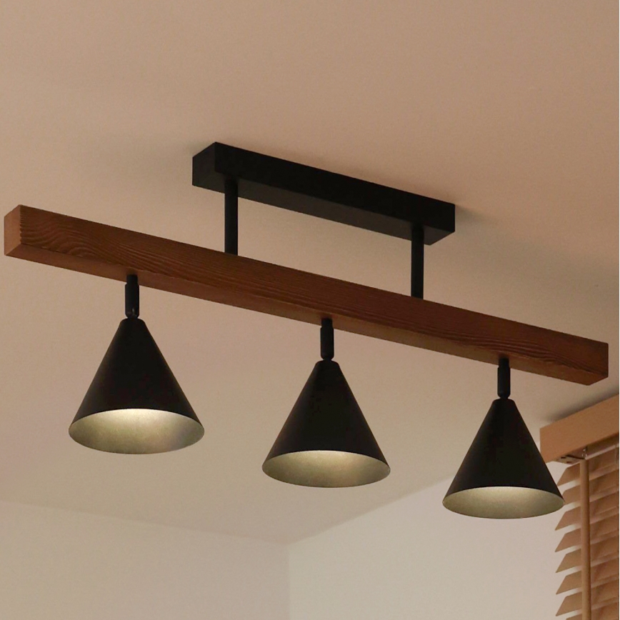 Duolla - Lámpara de techo de superficie IRONLINE 3xG9/3W/230V pino roble/negro