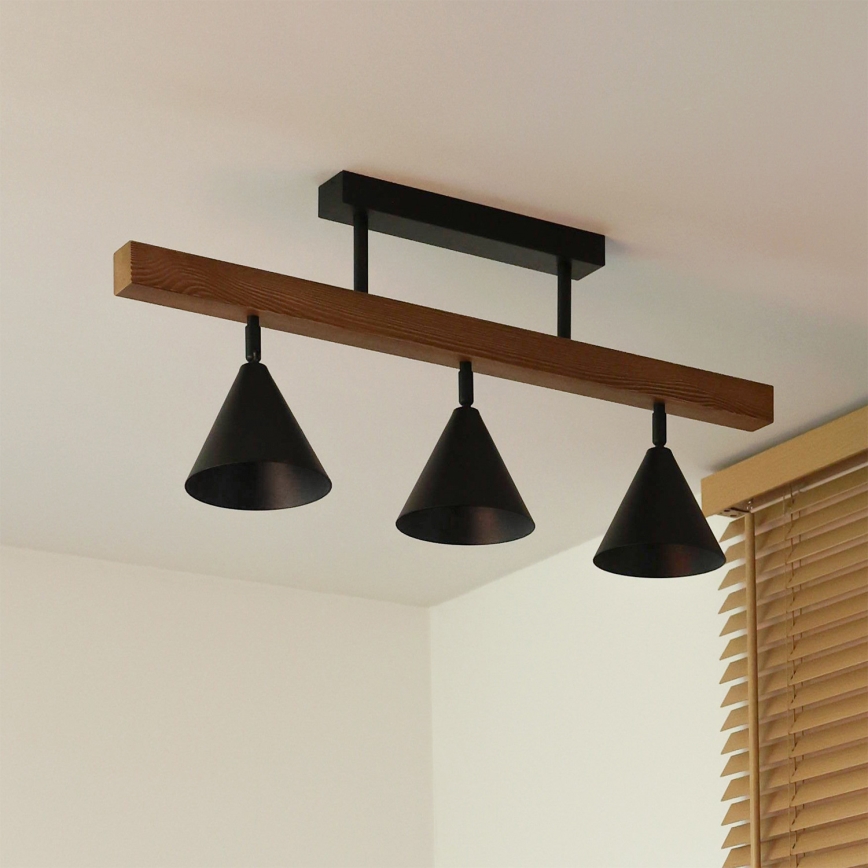 Duolla - Lámpara de techo de superficie IRONLINE 3xG9/3W/230V pino roble/negro