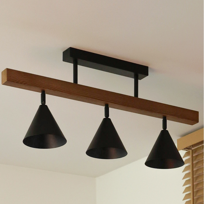 Duolla - Lámpara de techo de superficie IRONLINE 3xG9/3W/230V pino roble/negro