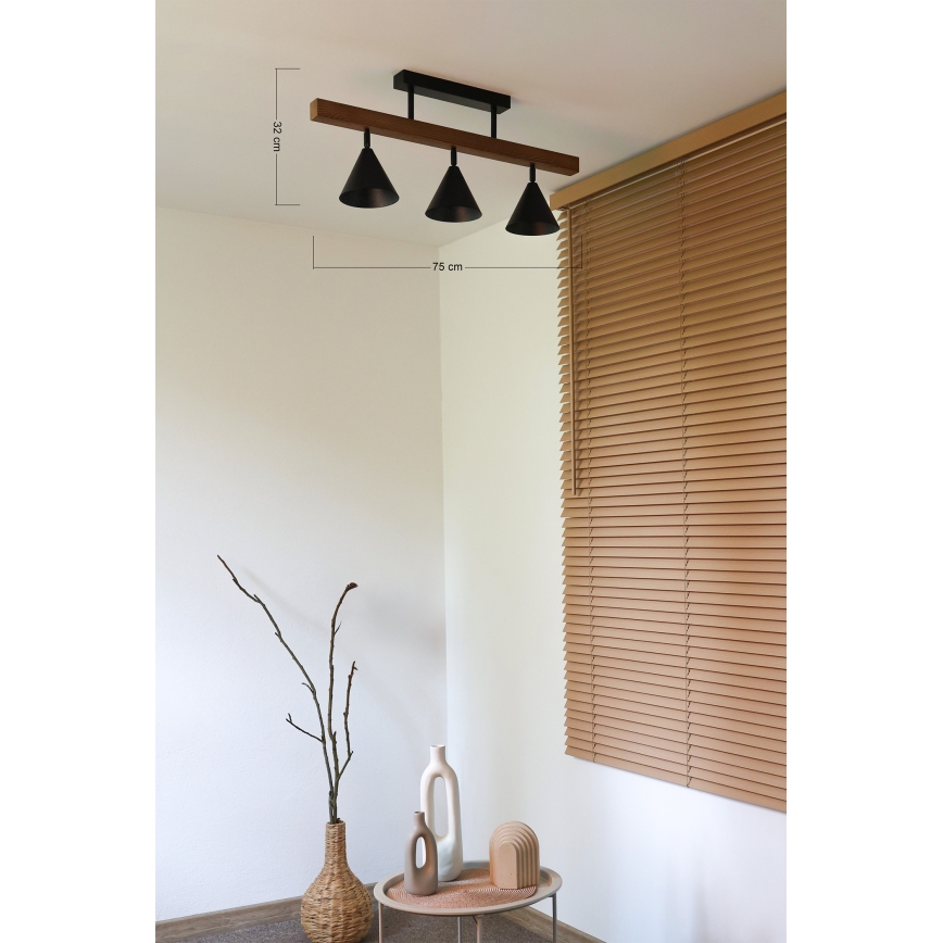 Duolla - Lámpara de techo de superficie IRONLINE 3xG9/3W/230V pino roble/negro