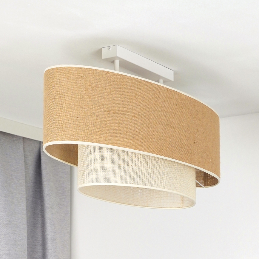 Duolla - Lámpara de techo DOUBLE OVAL YUTE 2xE27/15W/230V marrón/color crema