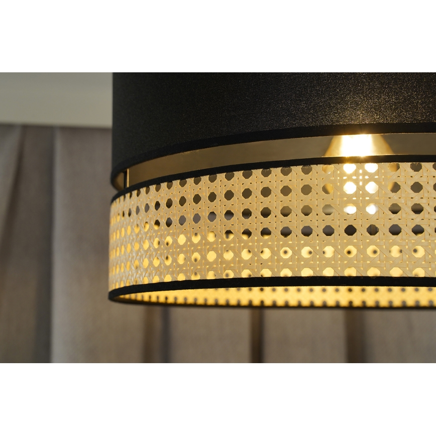 Duolla - Lámpara de techo DOUBLE RATTAN 1xE27/15W/230V diá. 40 cm negro/beige