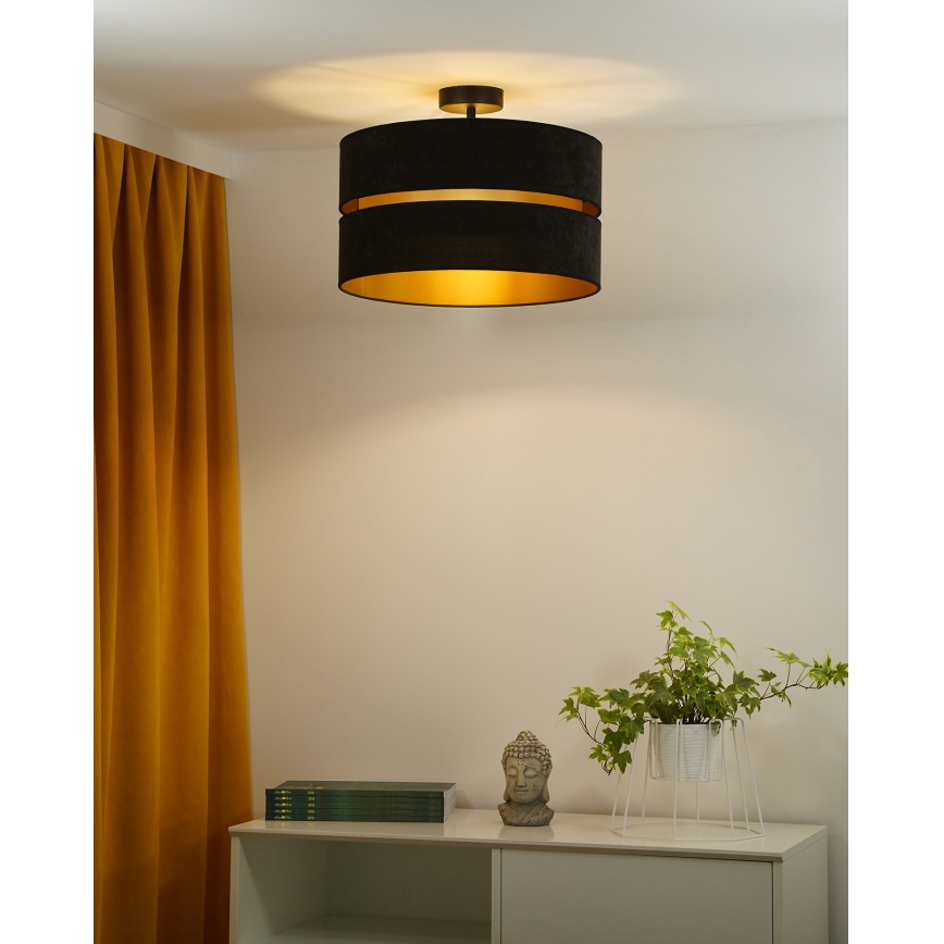 Duolla - Lámpara de techo DUO 1xE27/15W/230V diá. 40 cm negro/dorado