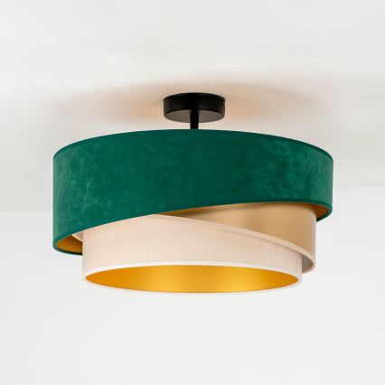 Duolla - Lámpara de techo KOBO 1xE27/15W/230V diá. 45 cm verde/dorado/color crema