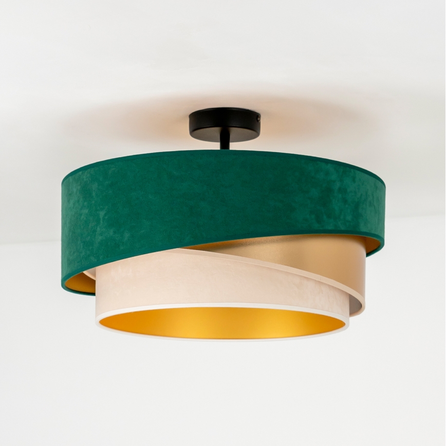 Duolla - Lámpara de techo KOBO 1xE27/15W/230V diá. 45 cm verde/dorado/color crema